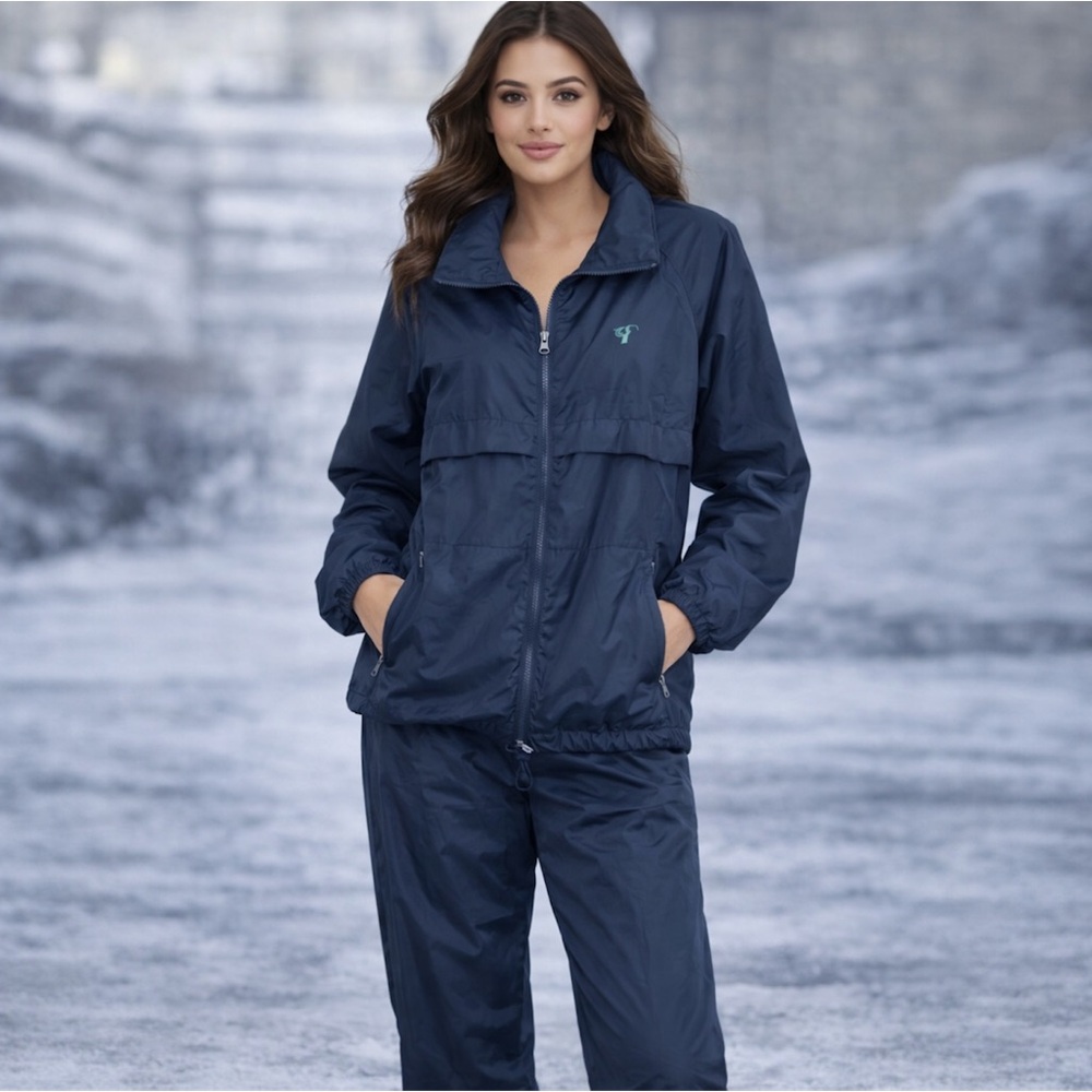 Vintage 90s Track Suit Windbreaker Jacket Pants Set Water Repellent Golf Size XL